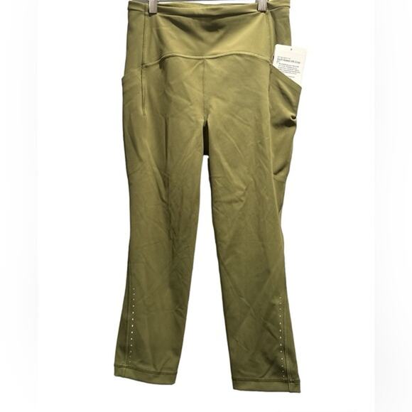 LULULEMON Women's Bronze Green Swift Speed High-Rise Crop 21" Leggings Sz 6 - Picture 4 of 6